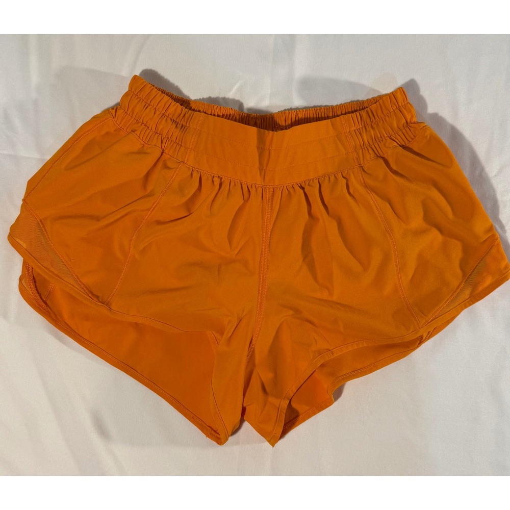 Lululemon Hotty Hot High Rise Lined Shorts Orange Women Size 4 Running Athletic